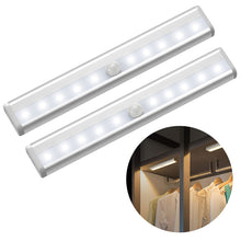 Load image into Gallery viewer, 6/10 leds pir led sensor de movimento luz armário armário cama lâmpada led sob armário
