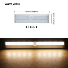 Load image into Gallery viewer, 6/10 leds pir led sensor de movimento luz armário armário cama lâmpada led sob armário
