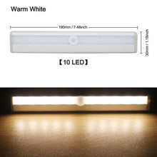 Load image into Gallery viewer, 6/10 leds pir led sensor de movimento luz armário armário cama lâmpada led sob armário

